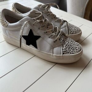 Vintage Havana leather and pony hair White and Black Star Sneakers